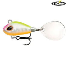 Lade das Bild in den Galerie-Viewer, Storm Gomoku Spin 5cm 10g Holo Pink Head Chartreuse
