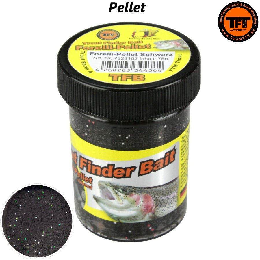 FTM Forellenteig 75g Forelli-Pellet schwarz/Glitter