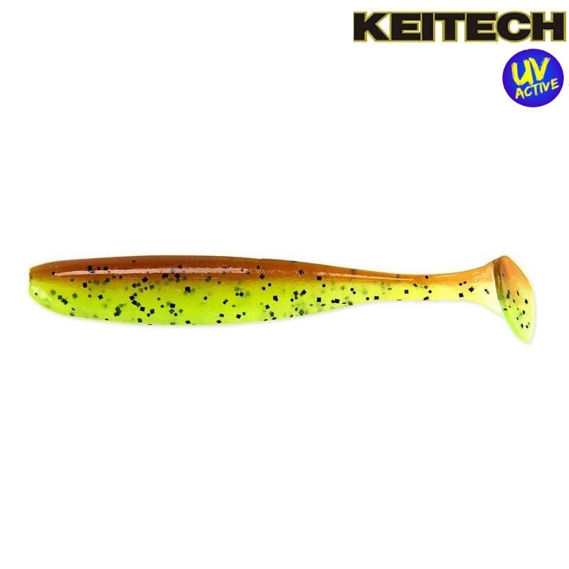 Keitech Easy Shiner 3” 4” 5” , Motoroil / Chartreuse